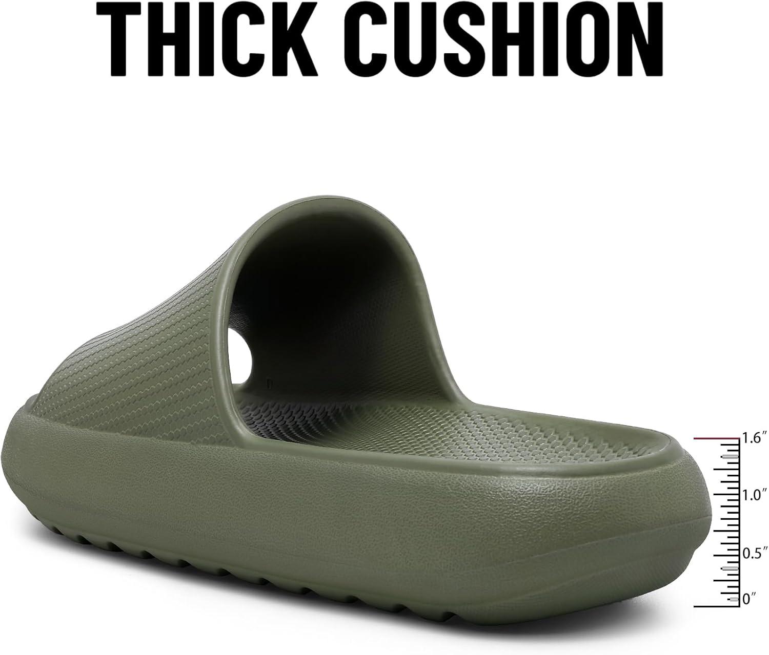 imageComwarm Cloud Slide Sandals for Women Men Ultra Comfort Recovery Pillow Slippers Soft Summer Beach Shoes with Low Arch SupportArmy Green