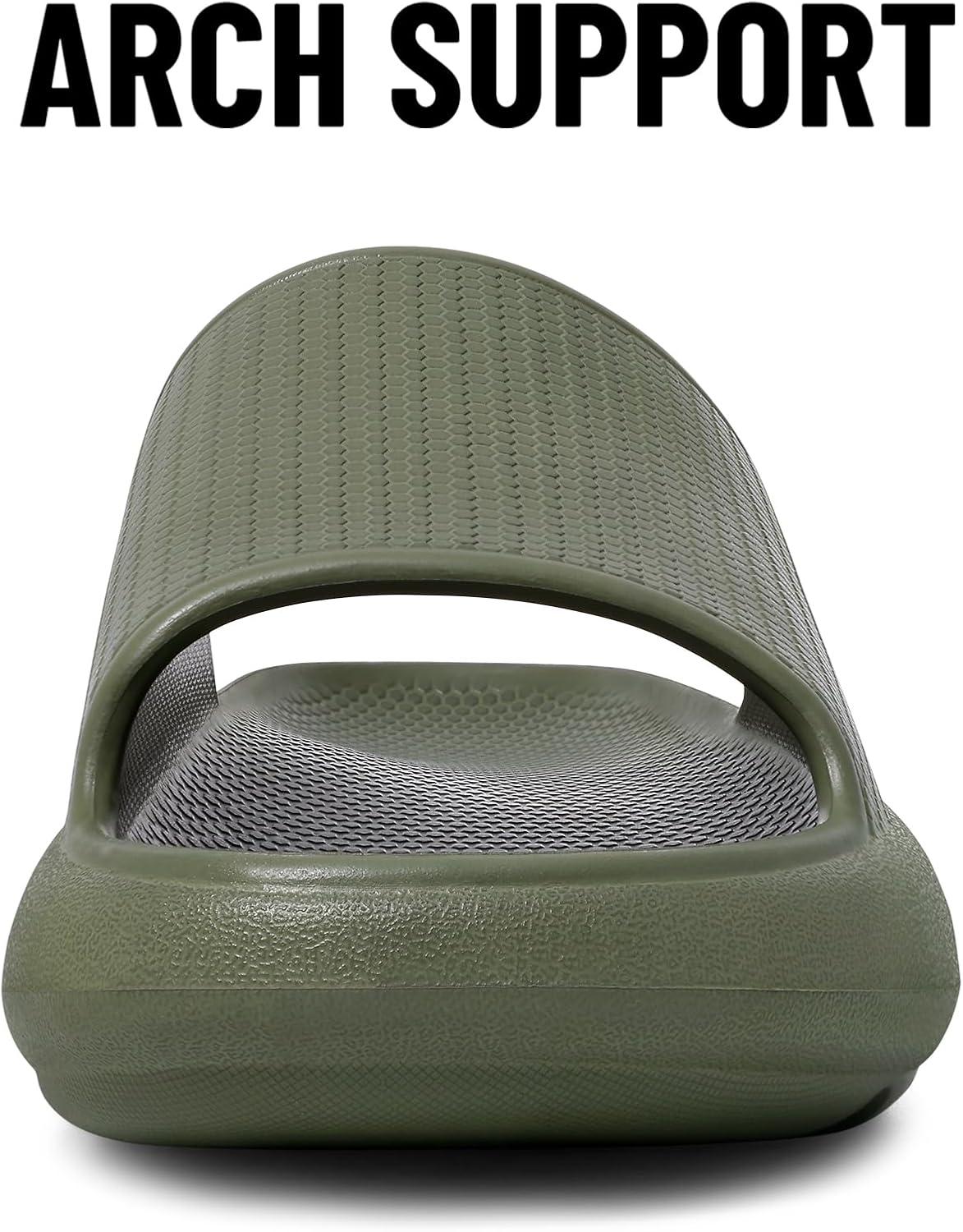 imageComwarm Cloud Slide Sandals for Women Men Ultra Comfort Recovery Pillow Slippers Soft Summer Beach Shoes with Low Arch SupportArmy Green
