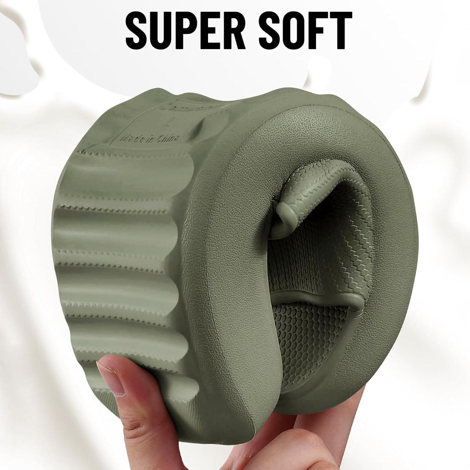 imageComwarm Cloud Slide Sandals for Women Men Ultra Comfort Recovery Pillow Slippers Soft Summer Beach Shoes with Low Arch SupportArmy Green