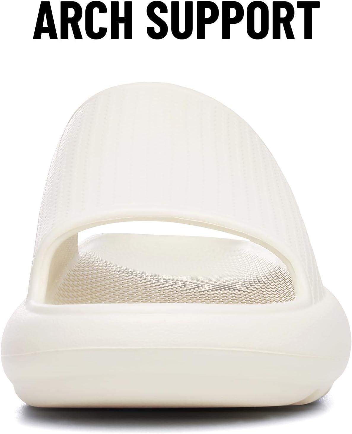 imageComwarm Cloud Slide Sandals for Women Men Ultra Comfort Recovery Pillow Slippers Soft Summer Beach Shoes with Low Arch SupportBeige