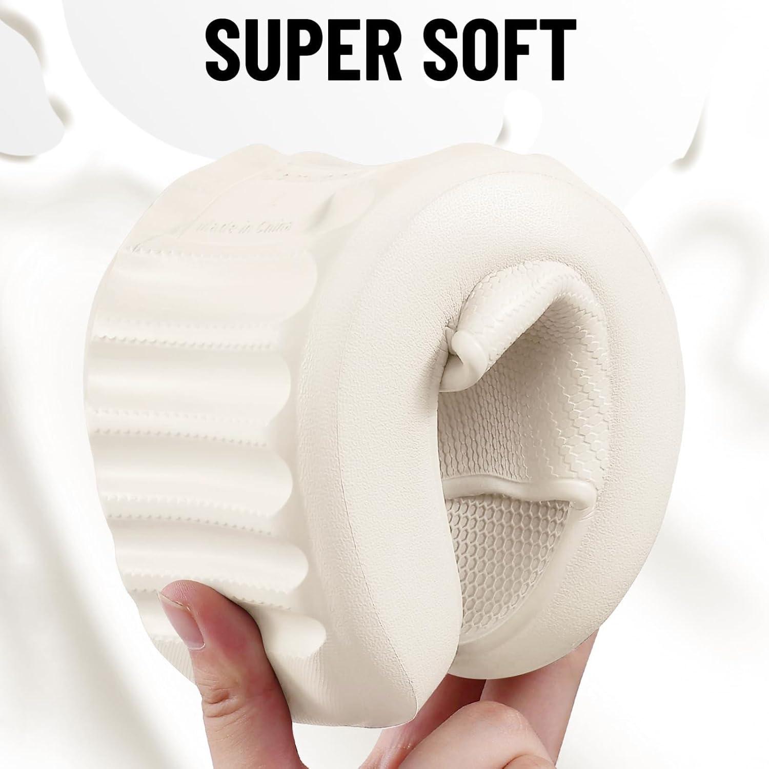 imageComwarm Cloud Slide Sandals for Women Men Ultra Comfort Recovery Pillow Slippers Soft Summer Beach Shoes with Low Arch SupportBeige