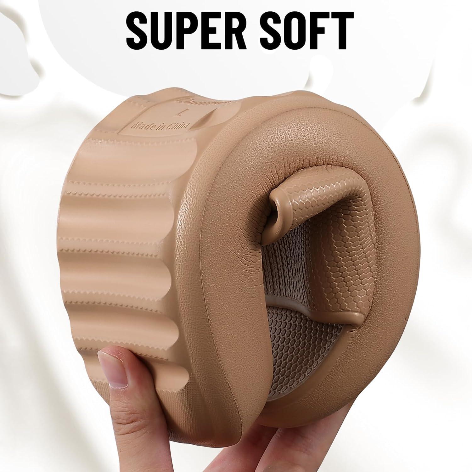 imageComwarm Cloud Slide Sandals for Women Men Ultra Comfort Recovery Pillow Slippers Soft Summer Beach Shoes with Low Arch SupportBrown