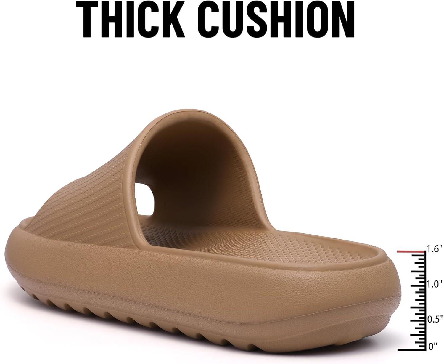 imageComwarm Cloud Slide Sandals for Women Men Ultra Comfort Recovery Pillow Slippers Soft Summer Beach Shoes with Low Arch SupportBrown
