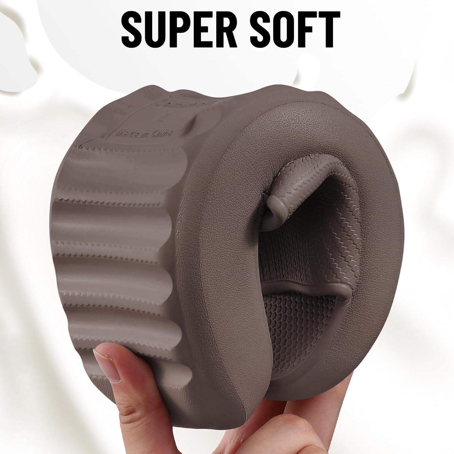 imageComwarm Cloud Slide Sandals for Women Men Ultra Comfort Recovery Pillow Slippers Soft Summer Beach Shoes with Low Arch SupportChocolate