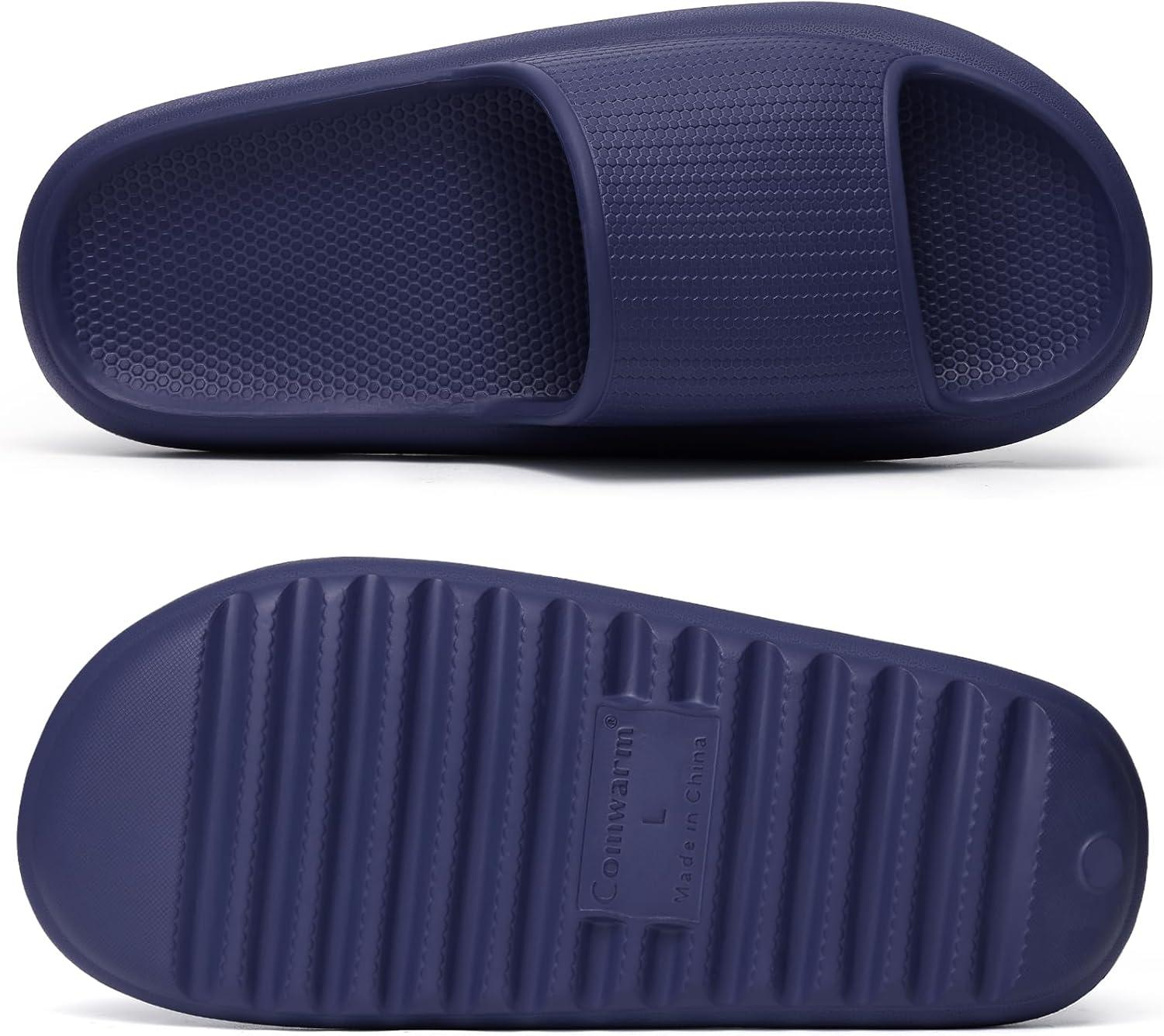 imageComwarm Cloud Slide Sandals for Women Men Ultra Comfort Recovery Pillow Slippers Soft Summer Beach Shoes with Low Arch SupportDark Blue