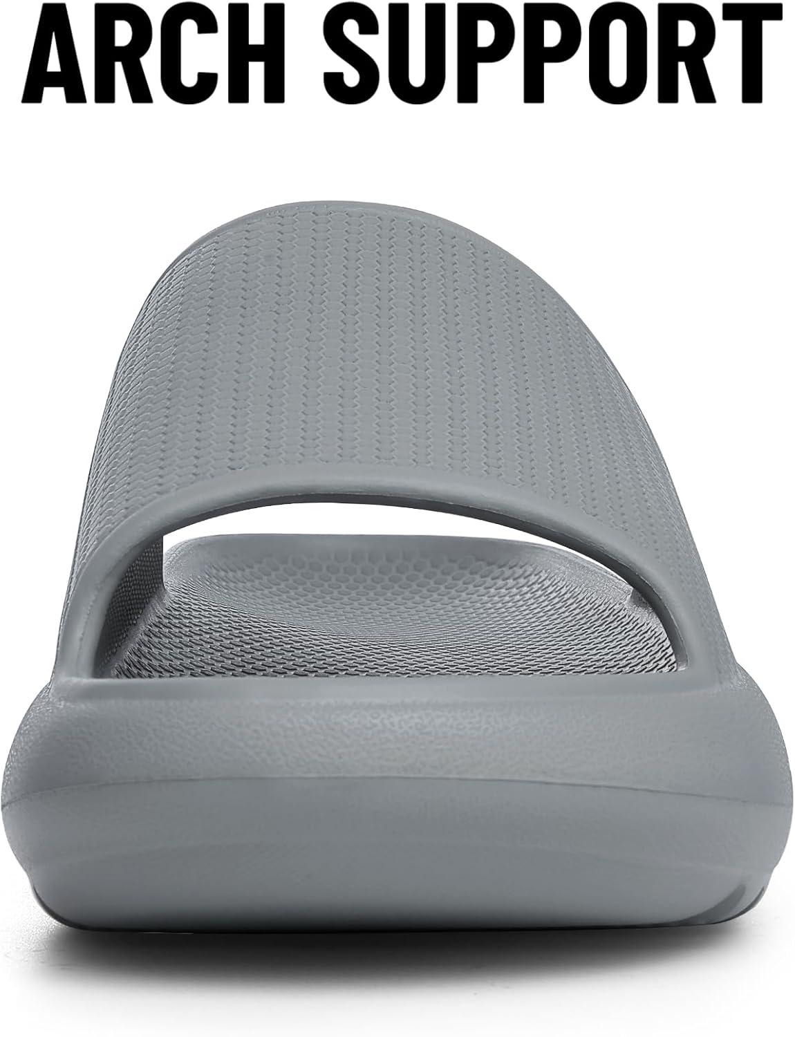 imageComwarm Cloud Slide Sandals for Women Men Ultra Comfort Recovery Pillow Slippers Soft Summer Beach Shoes with Low Arch SupportGrey