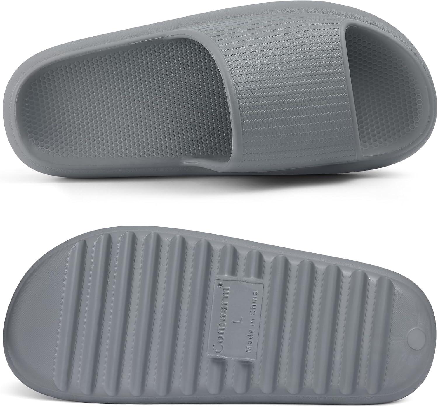 imageComwarm Cloud Slide Sandals for Women Men Ultra Comfort Recovery Pillow Slippers Soft Summer Beach Shoes with Low Arch SupportGrey