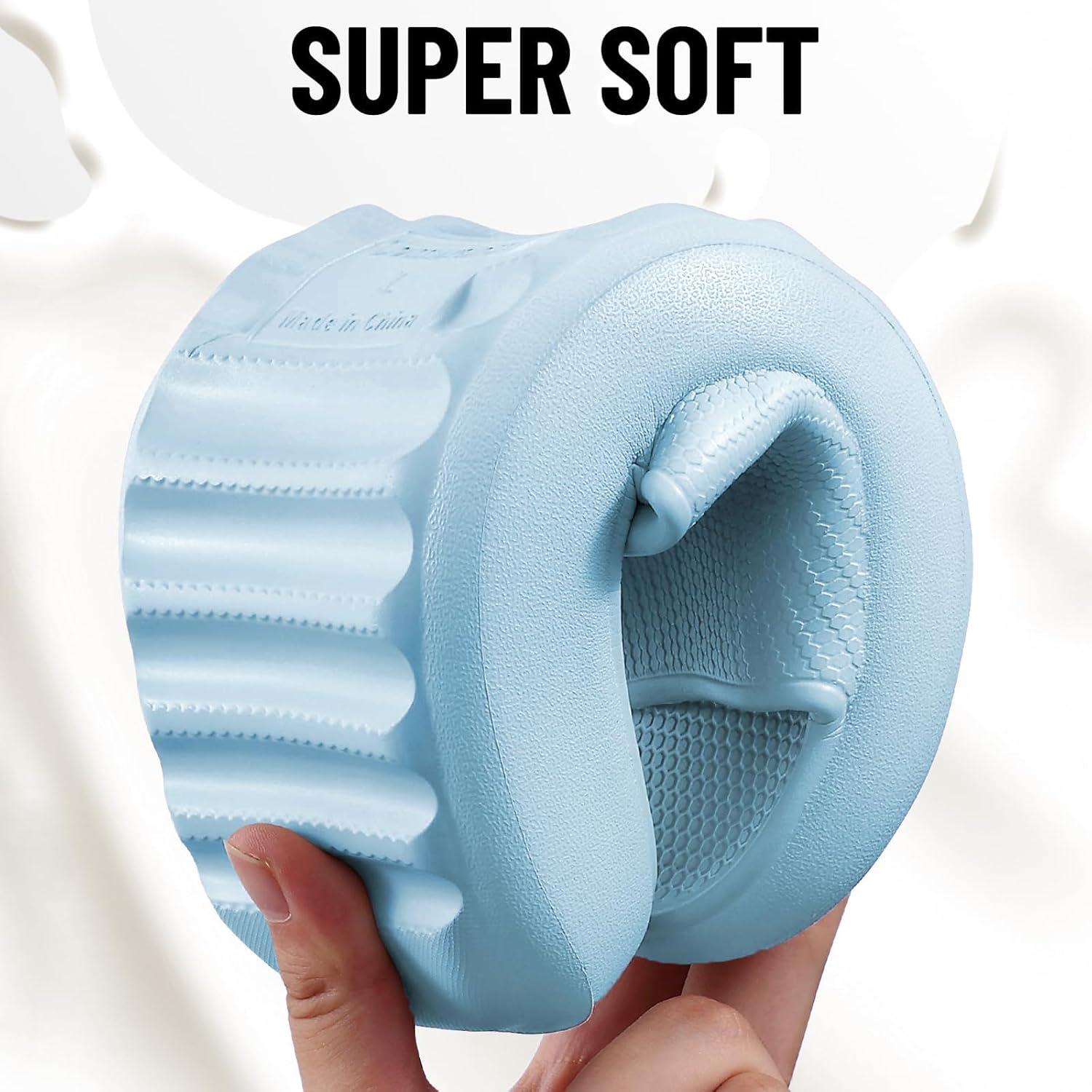 imageComwarm Cloud Slide Sandals for Women Men Ultra Comfort Recovery Pillow Slippers Soft Summer Beach Shoes with Low Arch SupportLight Blue