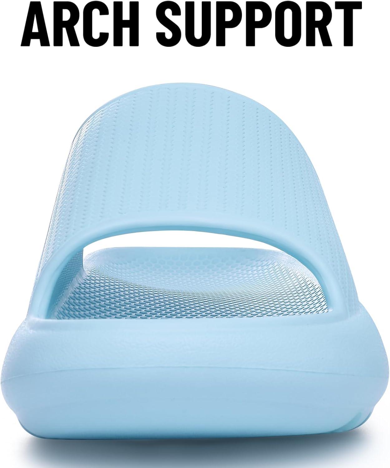 imageComwarm Cloud Slide Sandals for Women Men Ultra Comfort Recovery Pillow Slippers Soft Summer Beach Shoes with Low Arch SupportLight Blue