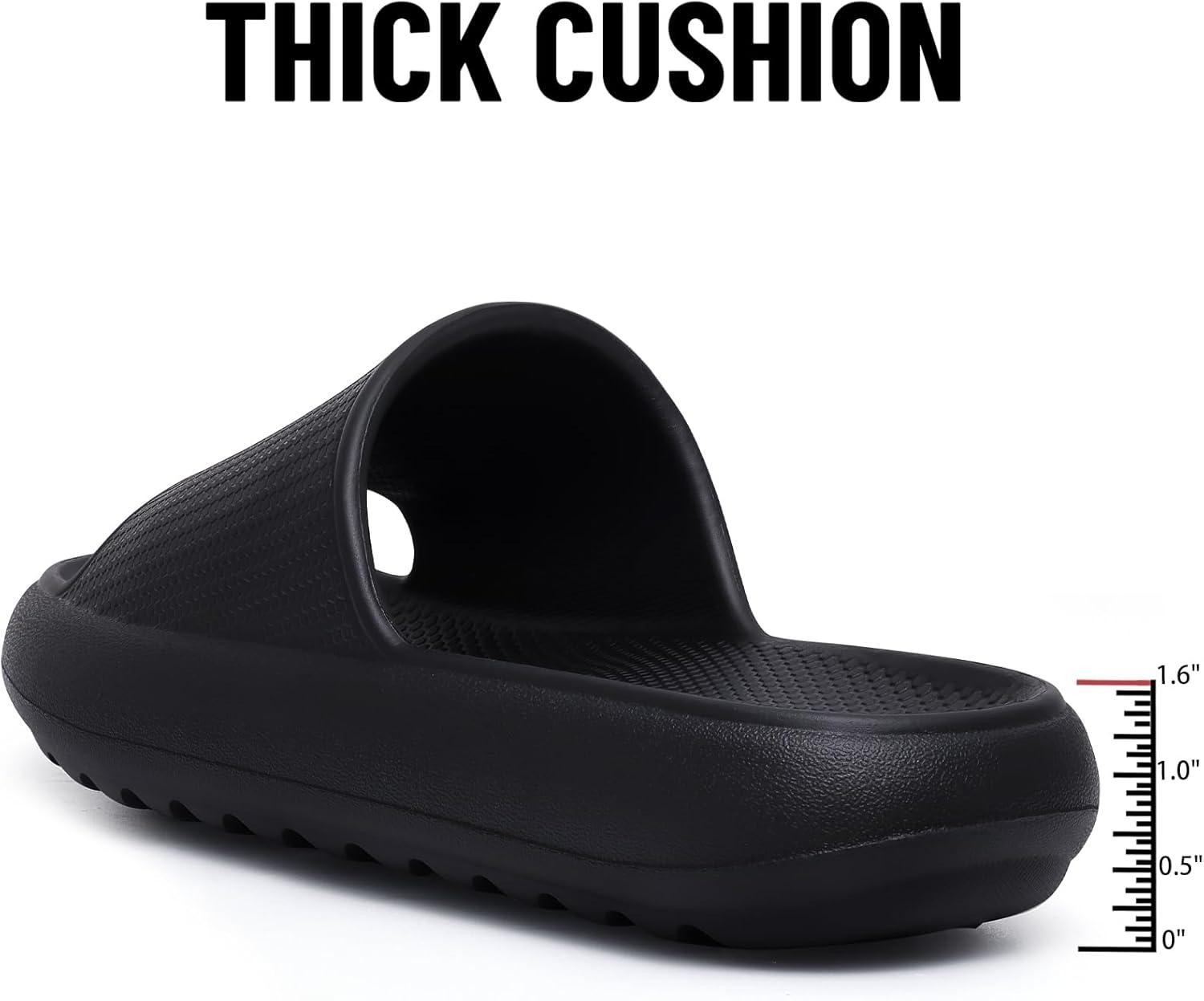 imageComwarm Cloud Slide Sandals for Women Men Ultra Comfort Recovery Pillow Slippers Soft Summer Beach Shoes with Low Arch SupportMatte Black