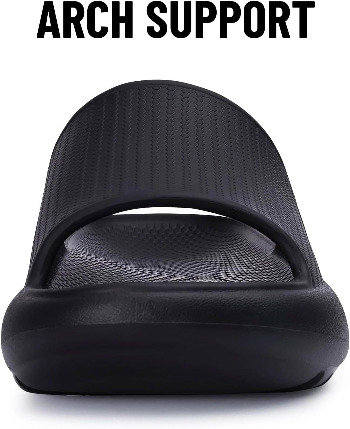imageComwarm Cloud Slide Sandals for Women Men Ultra Comfort Recovery Pillow Slippers Soft Summer Beach Shoes with Low Arch SupportMatte Black