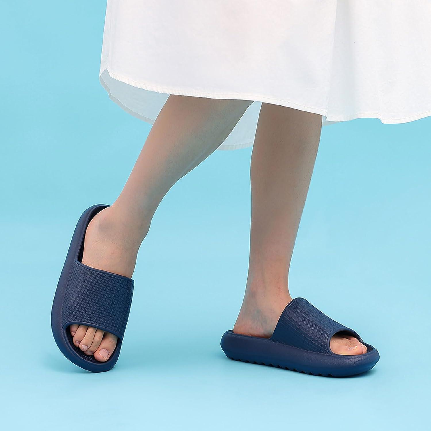 imageComwarm Cloud Slide Sandals for Women Men Ultra Comfort Recovery Pillow Slippers Soft Summer Beach Shoes with Low Arch SupportNavy
