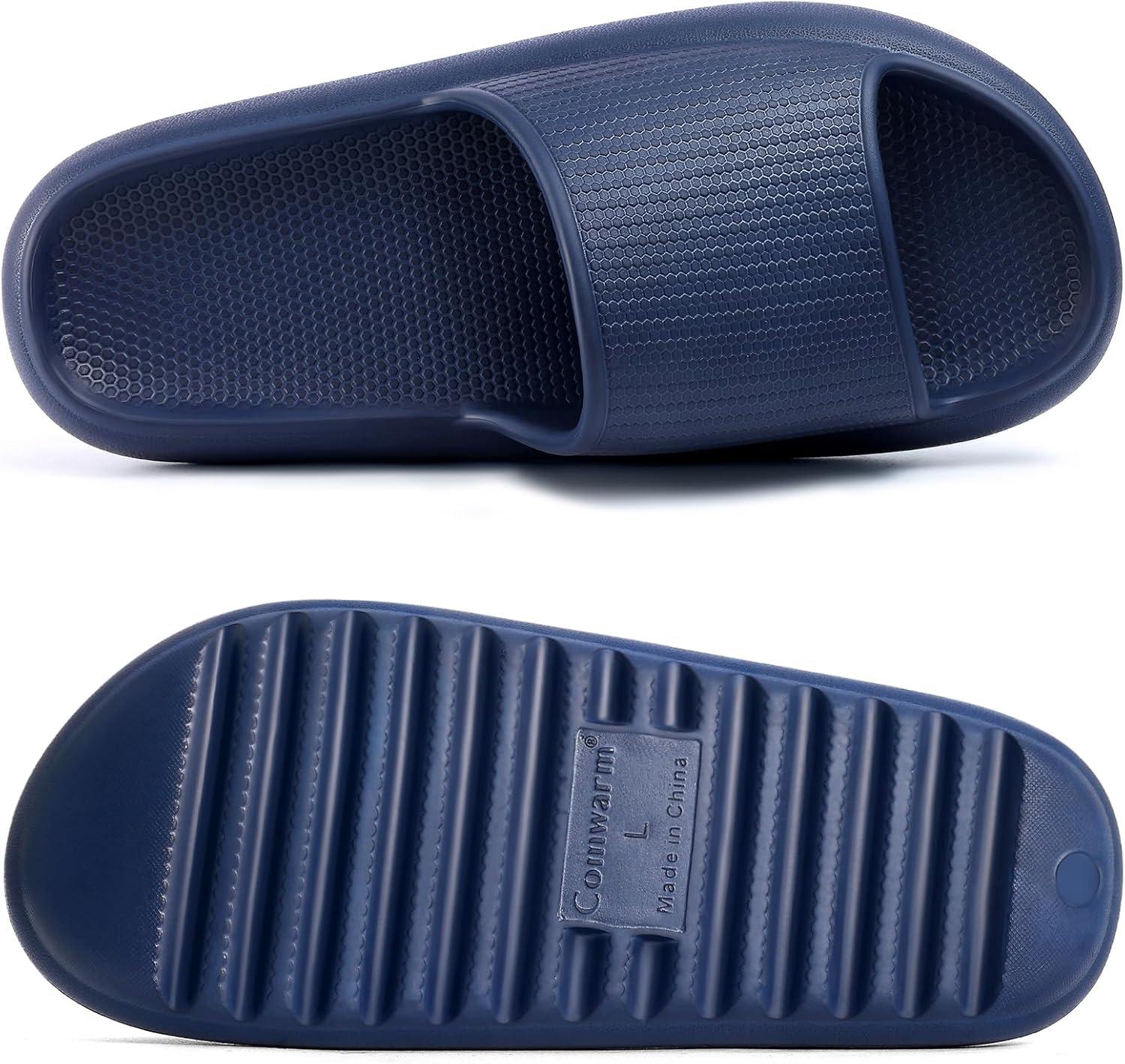imageComwarm Cloud Slide Sandals for Women Men Ultra Comfort Recovery Pillow Slippers Soft Summer Beach Shoes with Low Arch SupportNavy