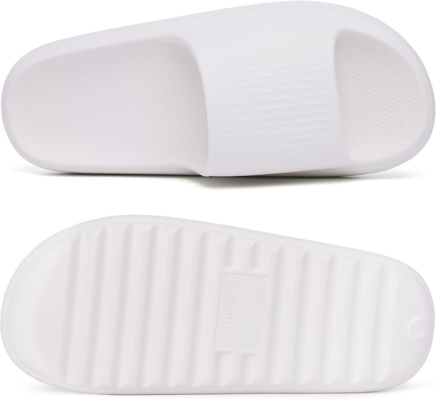 imageComwarm Cloud Slide Sandals for Women Men Ultra Comfort Recovery Pillow Slippers Soft Summer Beach Shoes with Low Arch SupportOffwhite