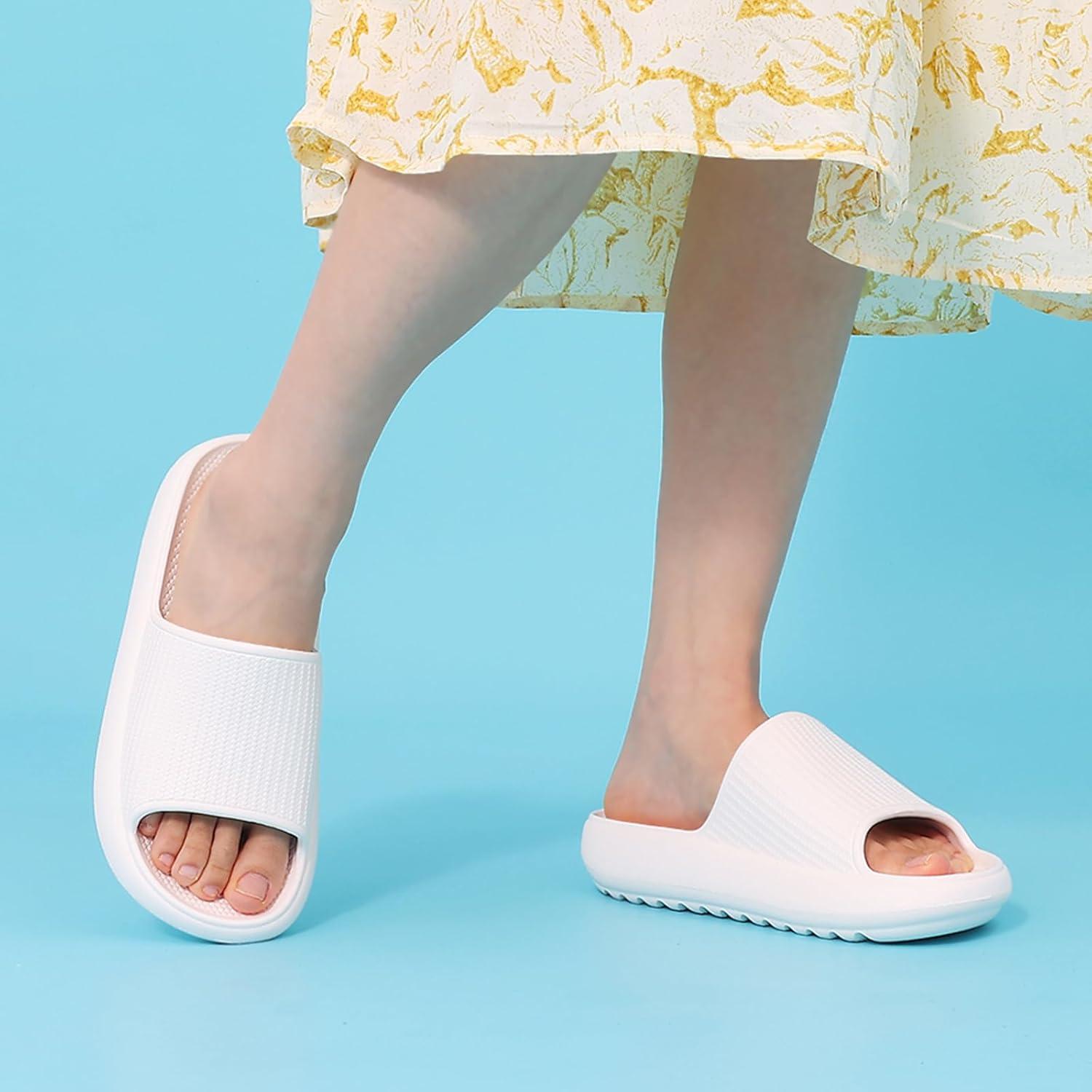 imageComwarm Cloud Slide Sandals for Women Men Ultra Comfort Recovery Pillow Slippers Soft Summer Beach Shoes with Low Arch SupportOffwhite