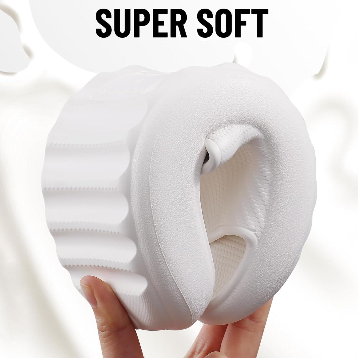 imageComwarm Cloud Slide Sandals for Women Men Ultra Comfort Recovery Pillow Slippers Soft Summer Beach Shoes with Low Arch SupportOffwhite