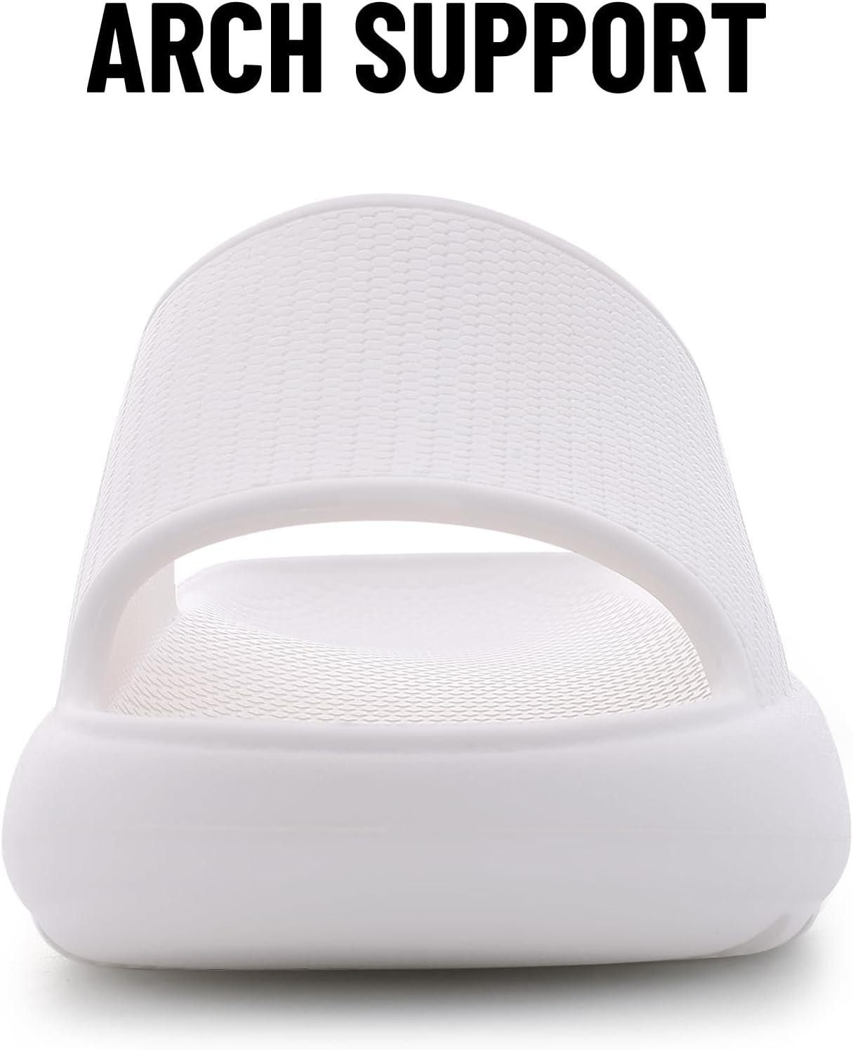imageComwarm Cloud Slide Sandals for Women Men Ultra Comfort Recovery Pillow Slippers Soft Summer Beach Shoes with Low Arch SupportOffwhite