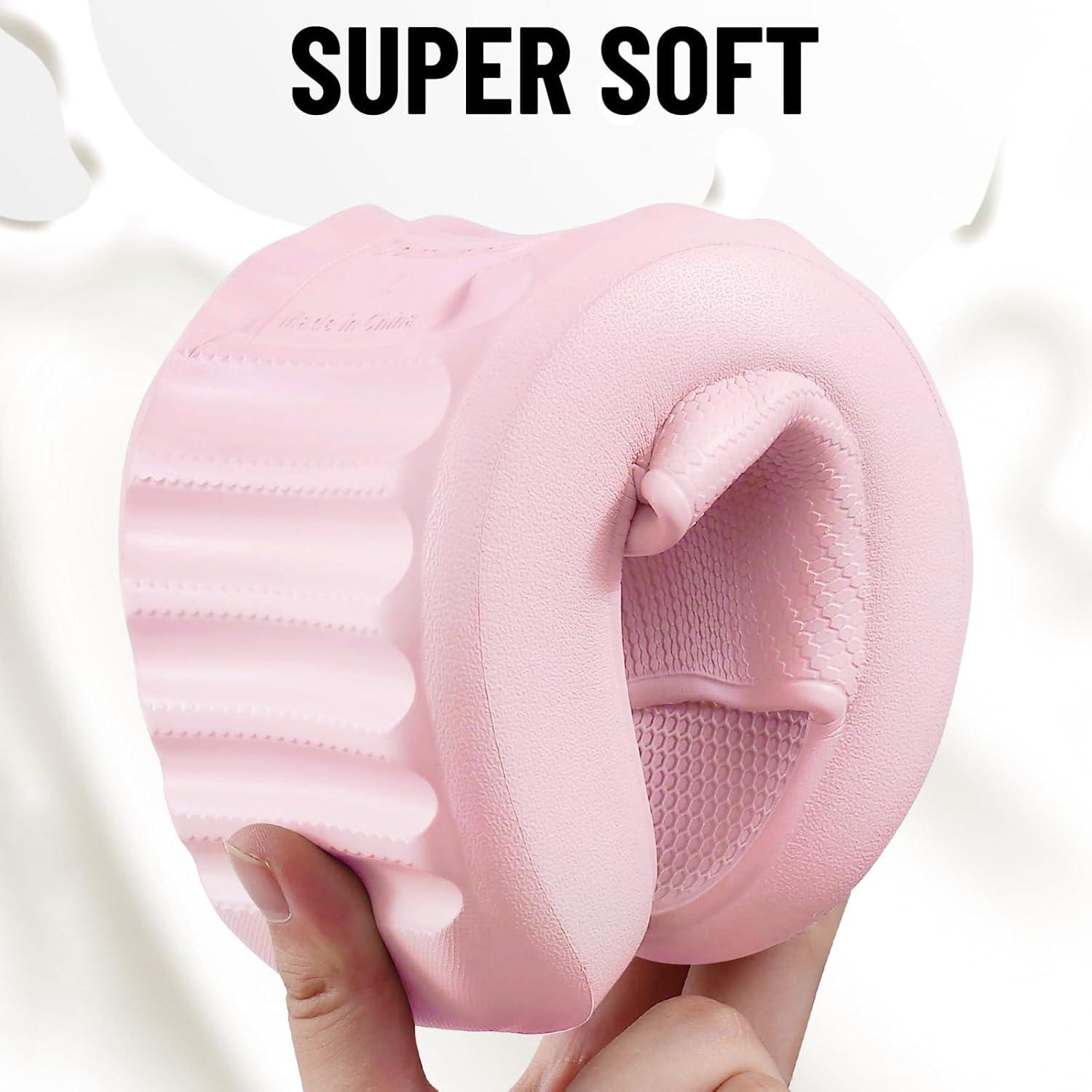imageComwarm Cloud Slide Sandals for Women Men Ultra Comfort Recovery Pillow Slippers Soft Summer Beach Shoes with Low Arch SupportPink