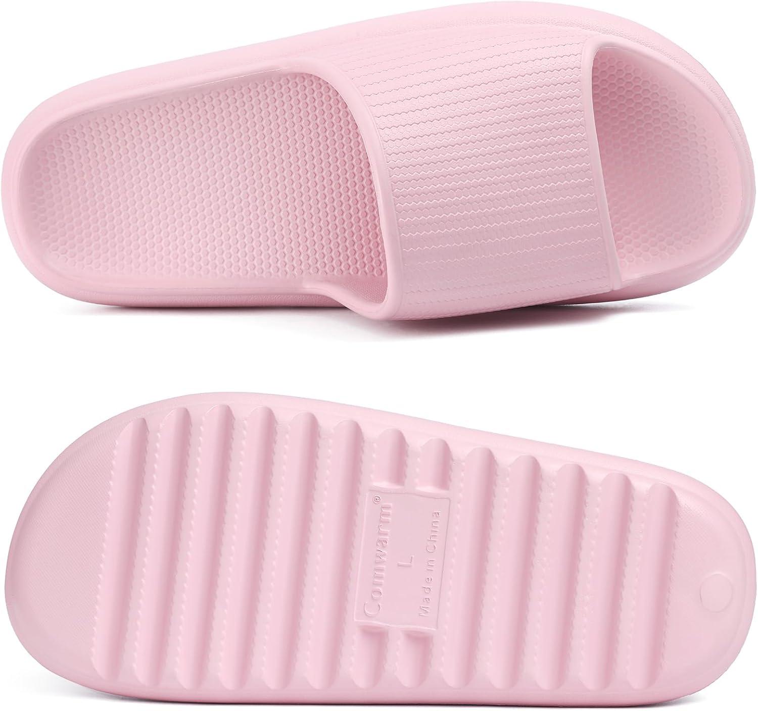 imageComwarm Cloud Slide Sandals for Women Men Ultra Comfort Recovery Pillow Slippers Soft Summer Beach Shoes with Low Arch SupportPink