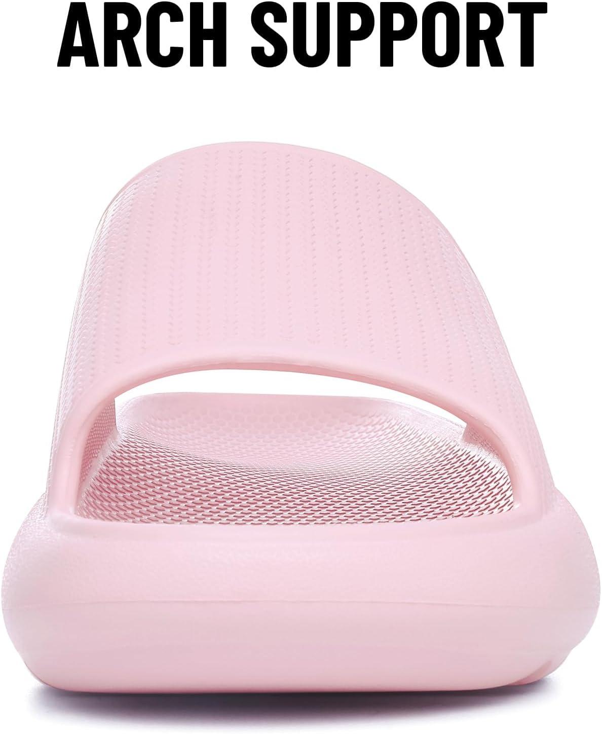 imageComwarm Cloud Slide Sandals for Women Men Ultra Comfort Recovery Pillow Slippers Soft Summer Beach Shoes with Low Arch SupportPink