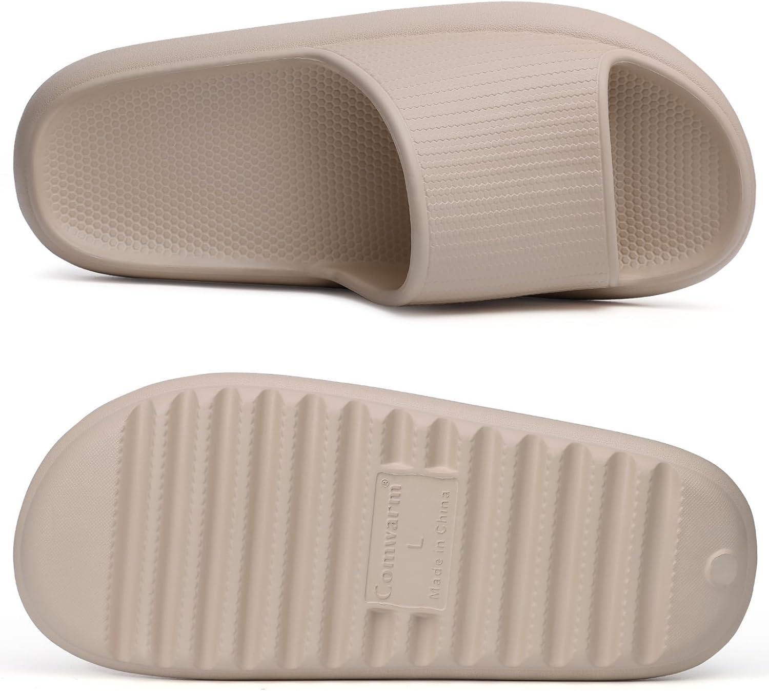imageComwarm Cloud Slide Sandals for Women Men Ultra Comfort Recovery Pillow Slippers Soft Summer Beach Shoes with Low Arch SupportSand
