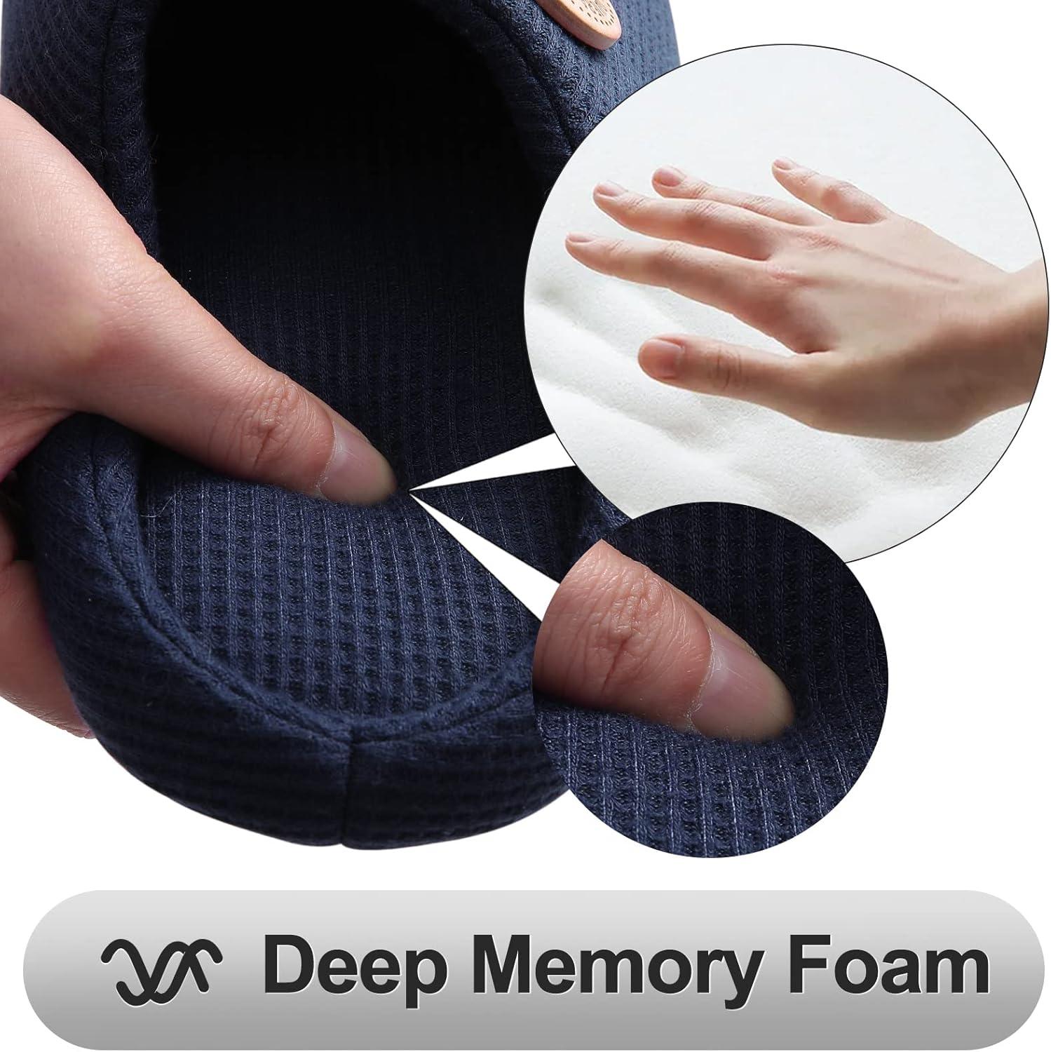 imageComwarm Unisex Memory Foam Slippers for Indoor SlipOn Bedroom Shoes Cozy AntiSlip Waffle House Slippers for Women Men