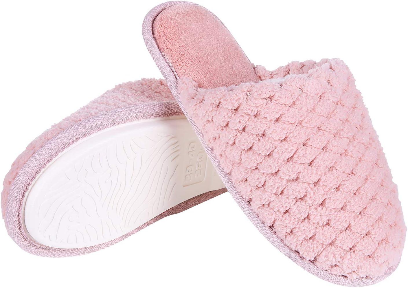 imageWomens Cozy Memory Foam Slippers Ladies Slip on Plush Lining Nonskid House Shoes for Indoor Outdoor Use PK3940 Pink