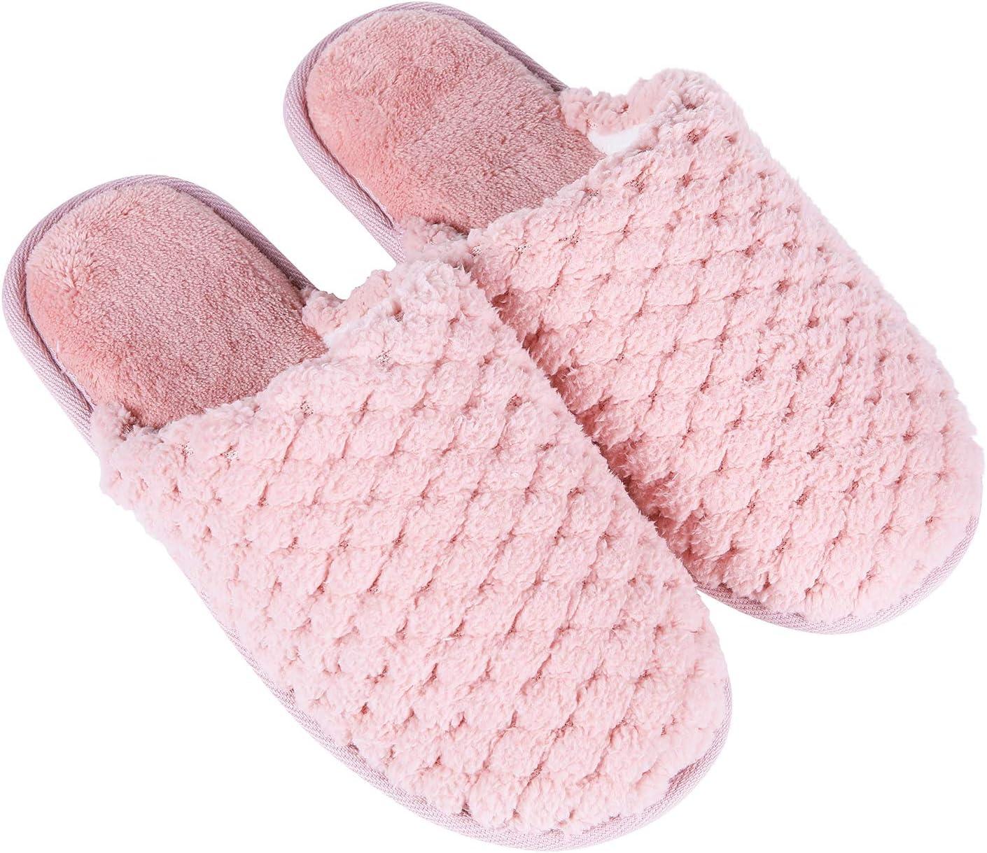 imageWomens Cozy Memory Foam Slippers Ladies Slip on Plush Lining Nonskid House Shoes for Indoor Outdoor Use PK3940 Pink