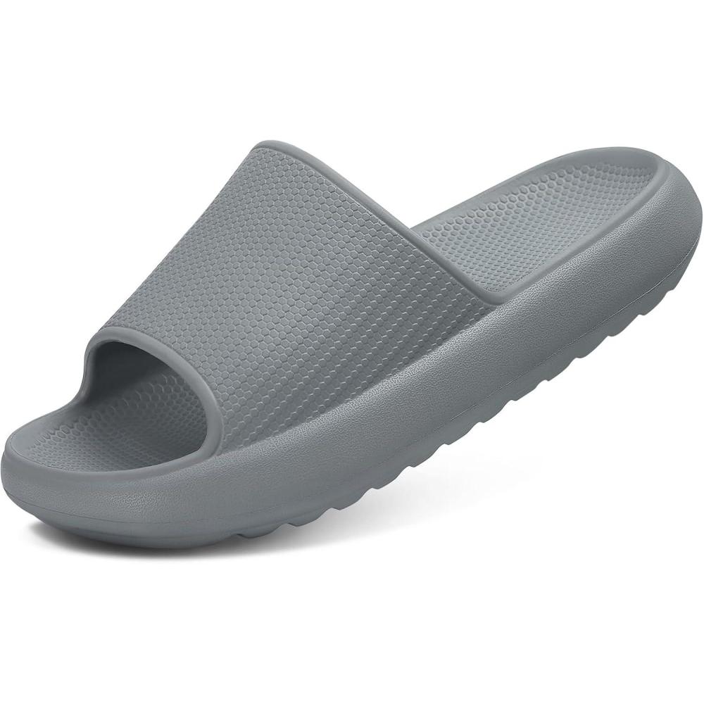imageComwarm Cloud Slide Sandals for Women Men Ultra Comfort Recovery Pillow Slippers Soft Summer Beach Shoes with Low Arch SupportGrey