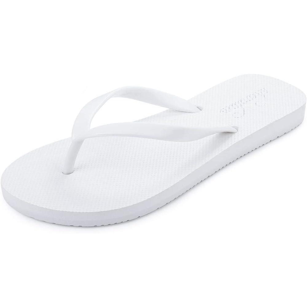 imageSlim Flip Flops for Women Beach Rubber Shower Shoes Basic Thong SandalsWhite