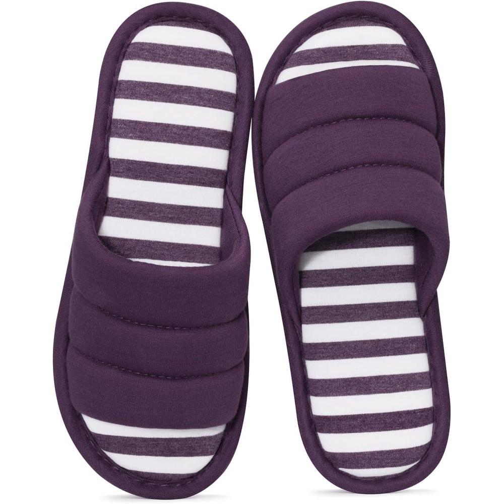imageshevalues Open Toe House Slippers for Women Men Soft Cotton Indoor Shoes Memory Foam Slip On bedroom SlippersPurple