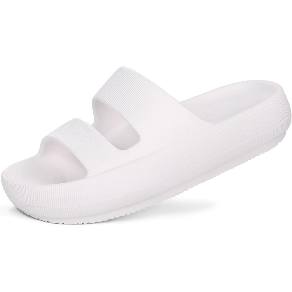 imageshevalues Orthopedic Slide Sandals for Women with Arch Support Pillow Soft Recovery Slip on Sandals Lightweight Summer Cloud Slippers for Plantar FasciitisUpdate White