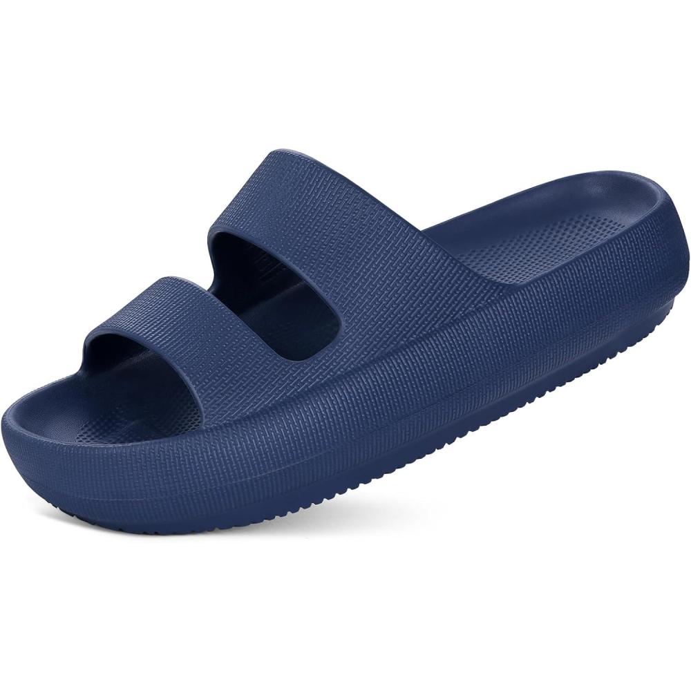imageshevalues Orthopedic Slide Sandals for Women with Arch Support Pillow Soft Recovery Slip on Sandals Lightweight Summer Cloud Slippers for Plantar FasciitisDark Blue