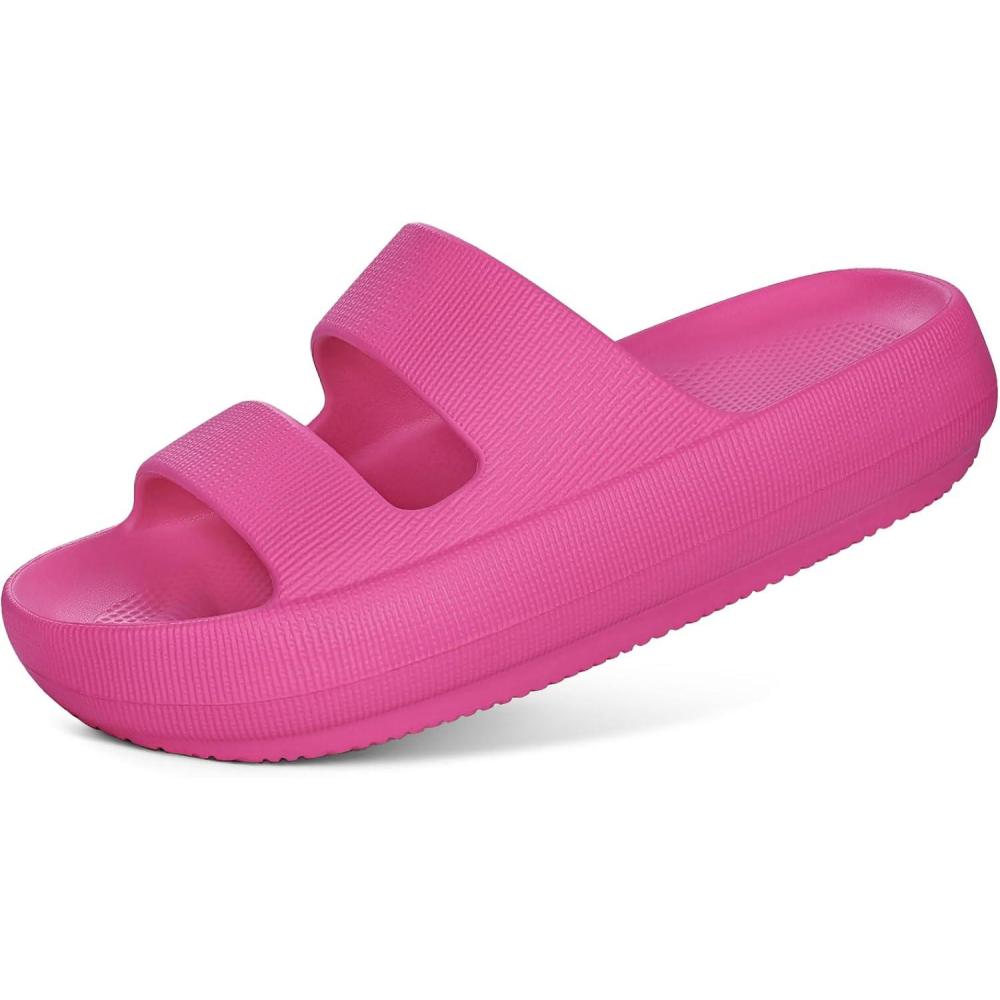 imageshevalues Orthopedic Slide Sandals for Women with Arch Support Pillow Soft Recovery Slip on Sandals Lightweight Summer Cloud Slippers for Plantar FasciitisUpdate Electric Pink
