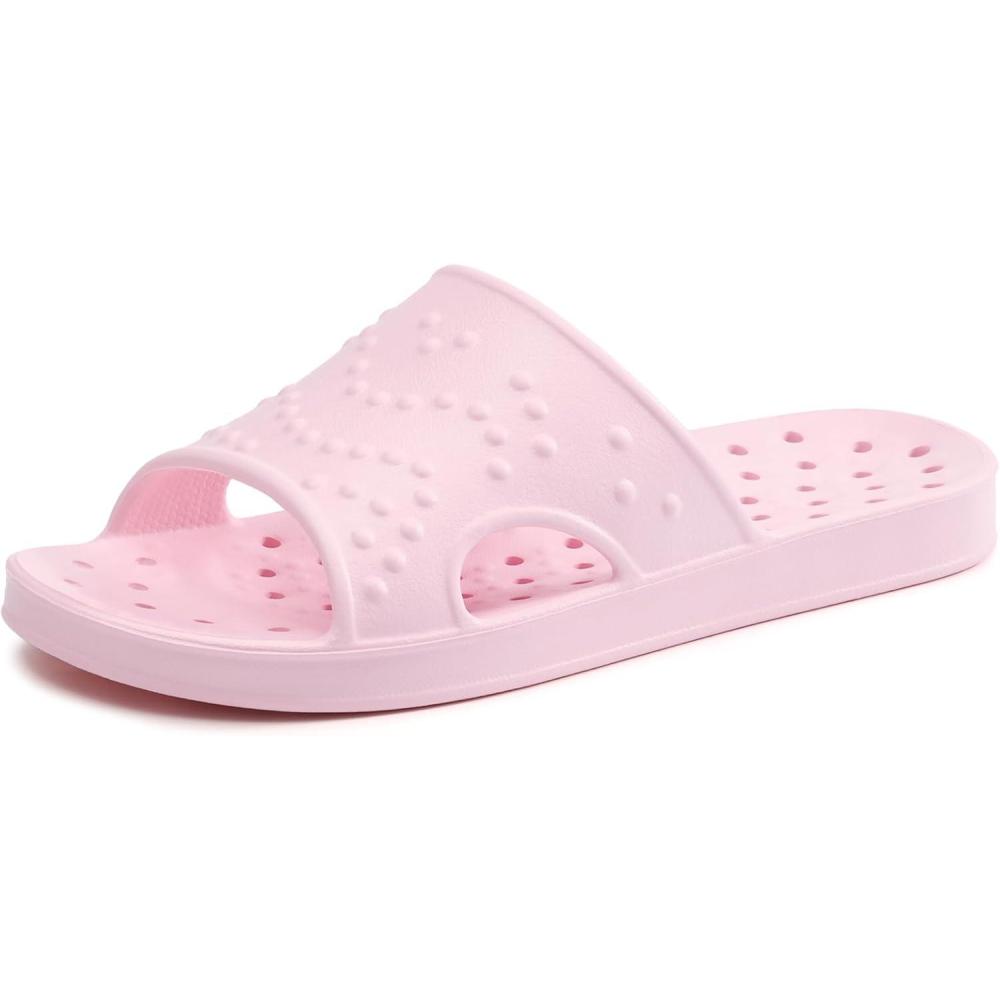 imageshevalues Shower Shoes for Women Men with Arch Support Quick Drying Pool Slides Lightweight Beach Sandals with Drain HolesPink