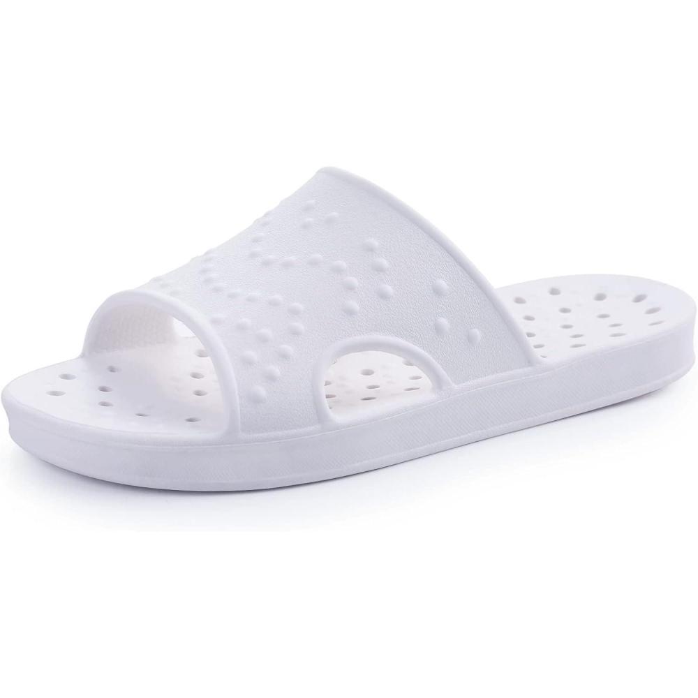 imageshevalues Shower Shoes for Women Men with Arch Support Quick Drying Pool Slides Lightweight Beach Sandals with Drain HolesWhite