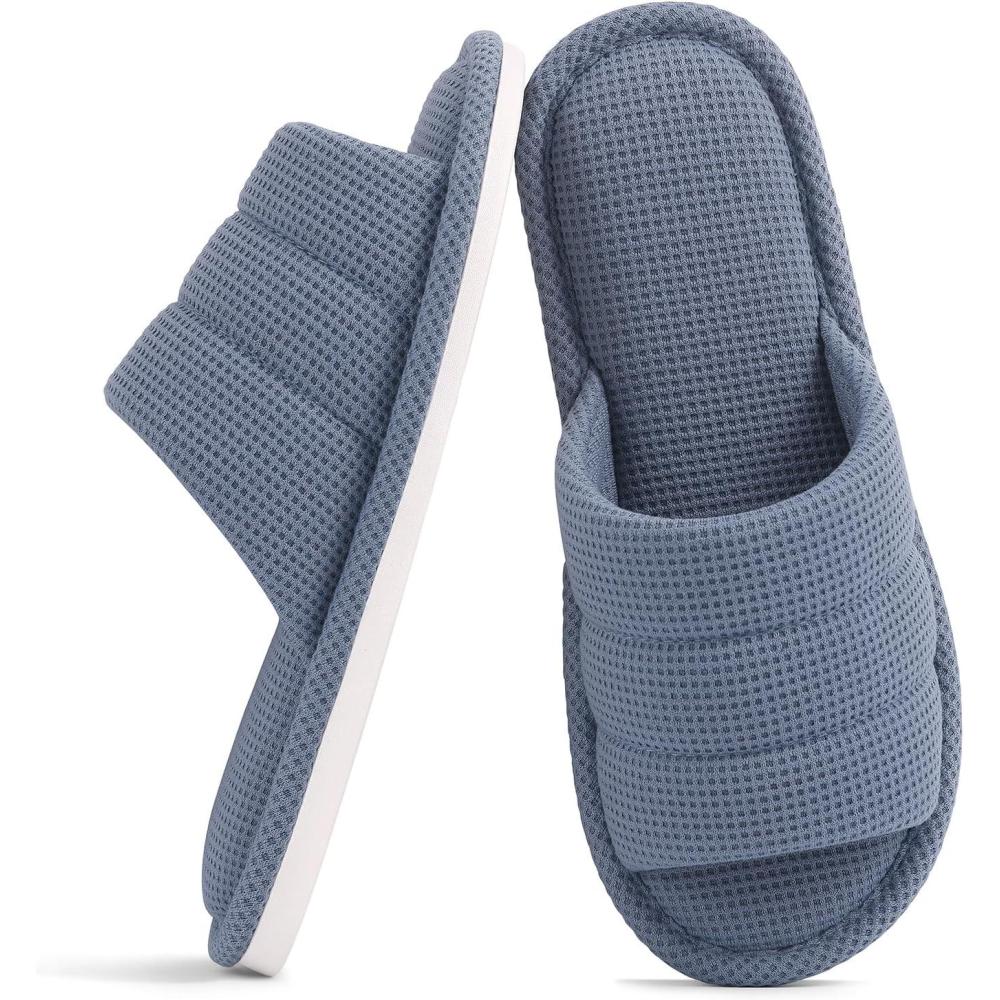imageshevalues Summer House Slippers for Women Men Breathable Waffle Indoor Slippers Slipon Open Toe Home ShoesBlue