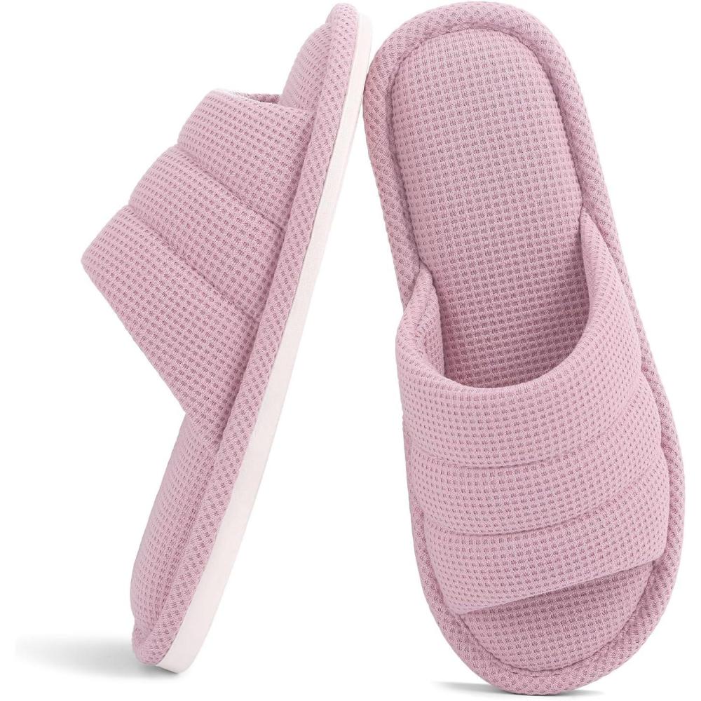 imageshevalues Summer House Slippers for Women Men Breathable Waffle Indoor Slippers Slipon Open Toe Home ShoesPink