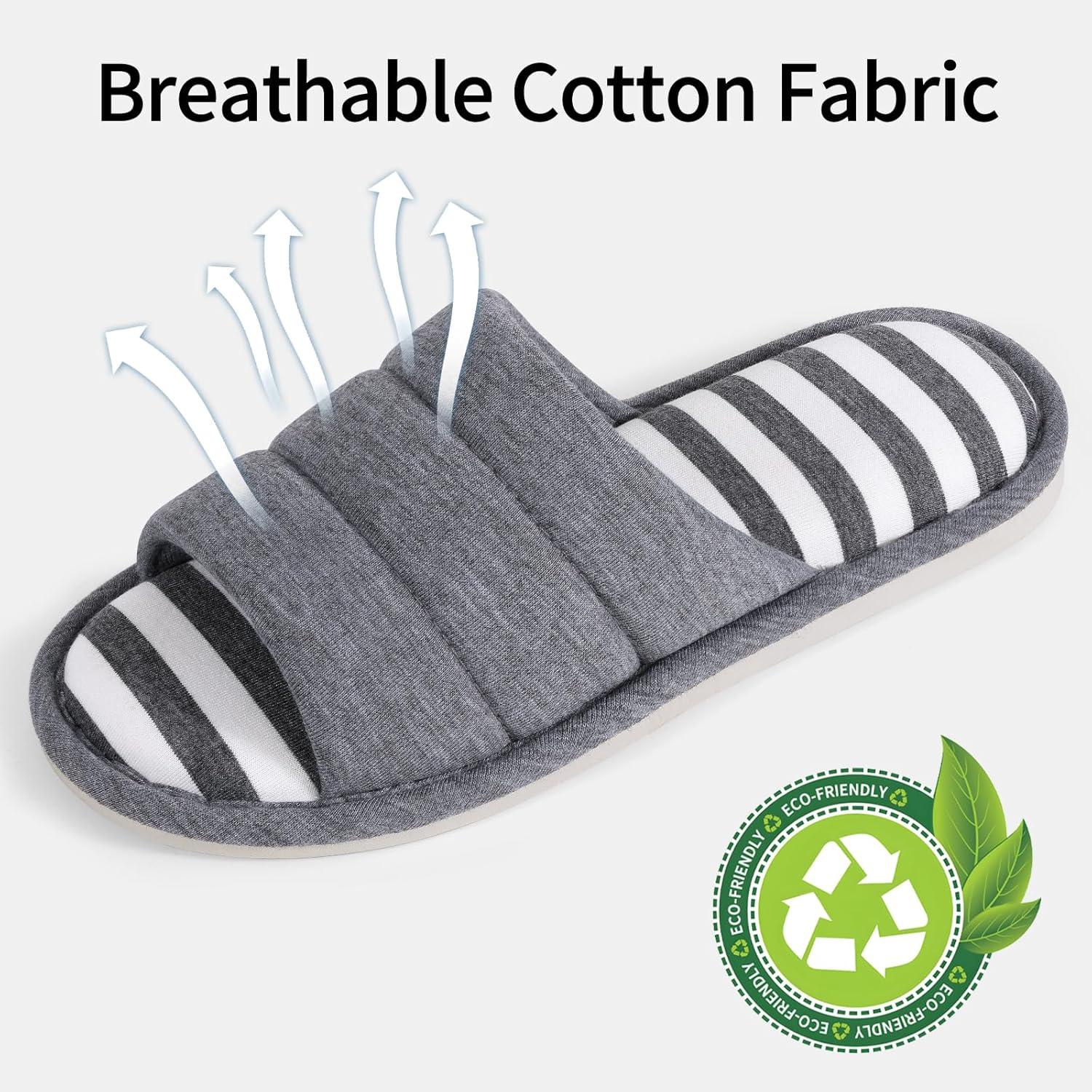 imageshevalues Open Toe House Slippers for Women Men Soft Cotton Indoor Shoes Memory Foam Slip On bedroom SlippersCharcoal Grey