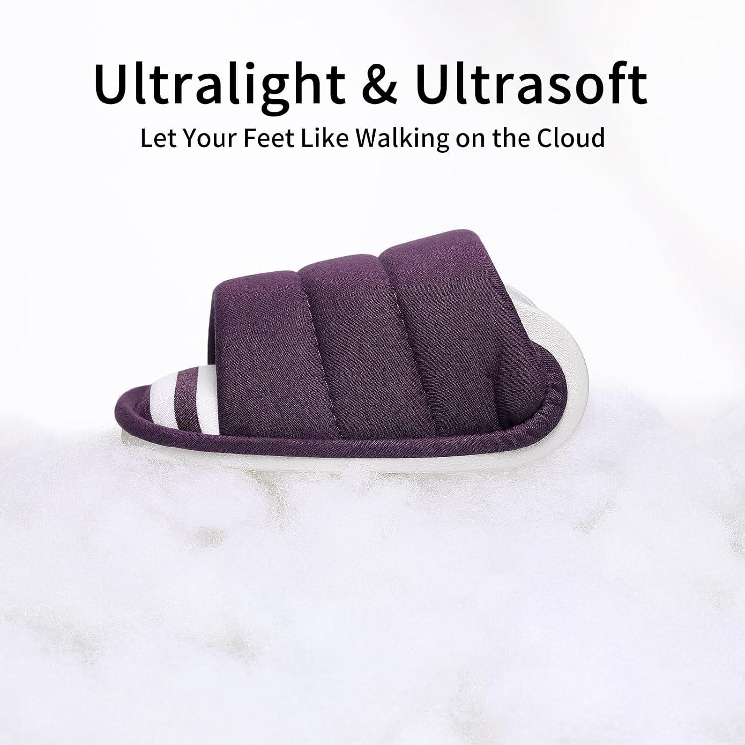 imageshevalues Open Toe House Slippers for Women Men Soft Cotton Indoor Shoes Memory Foam Slip On bedroom SlippersPurple