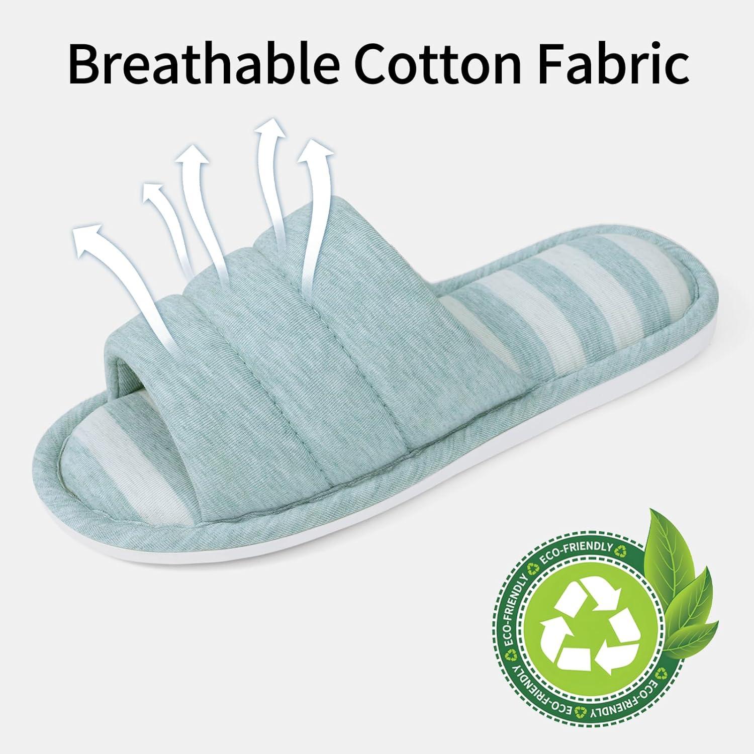 imageshevalues Open Toe House Slippers for Women Men Soft Cotton Indoor Shoes Memory Foam Slip On bedroom SlippersTeal