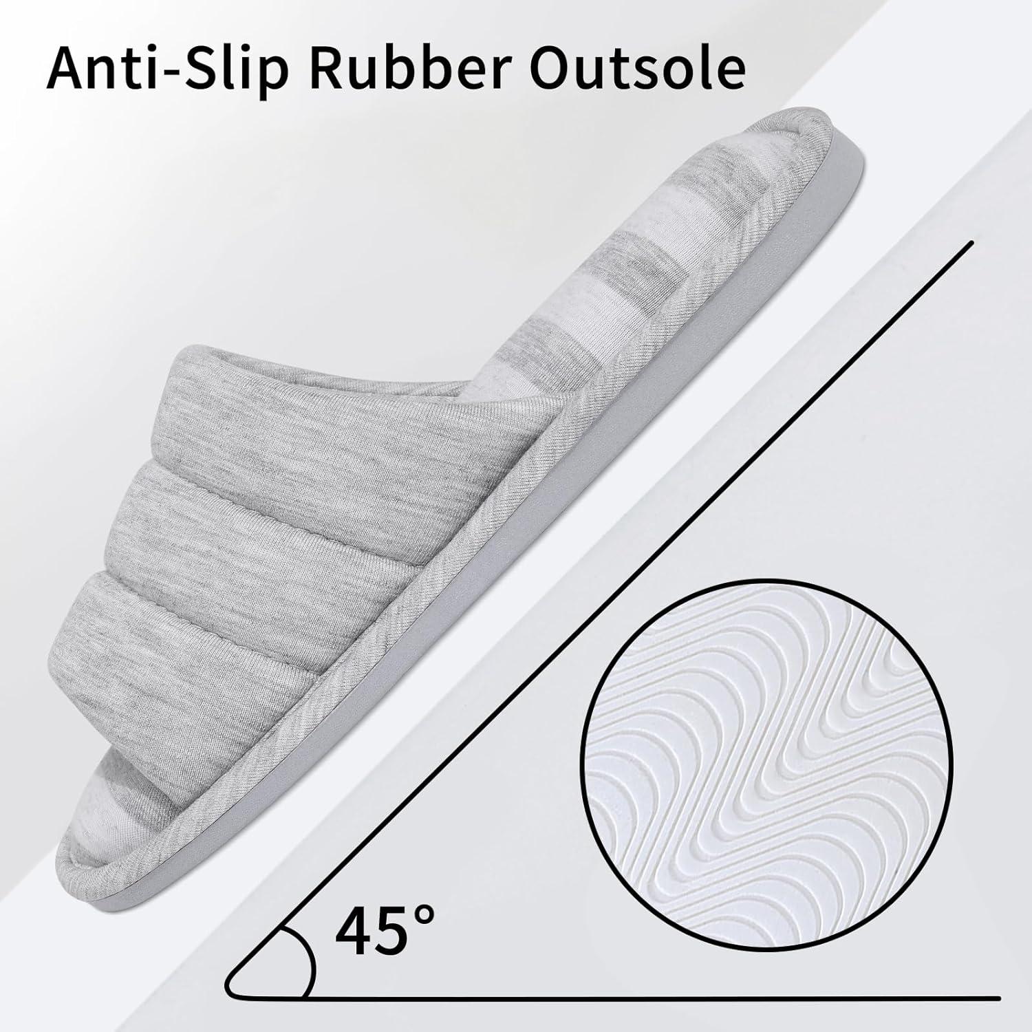 imageshevalues Open Toe House Slippers for Women Men Soft Cotton Indoor Shoes Memory Foam Slip On bedroom SlippersUpdate Grey