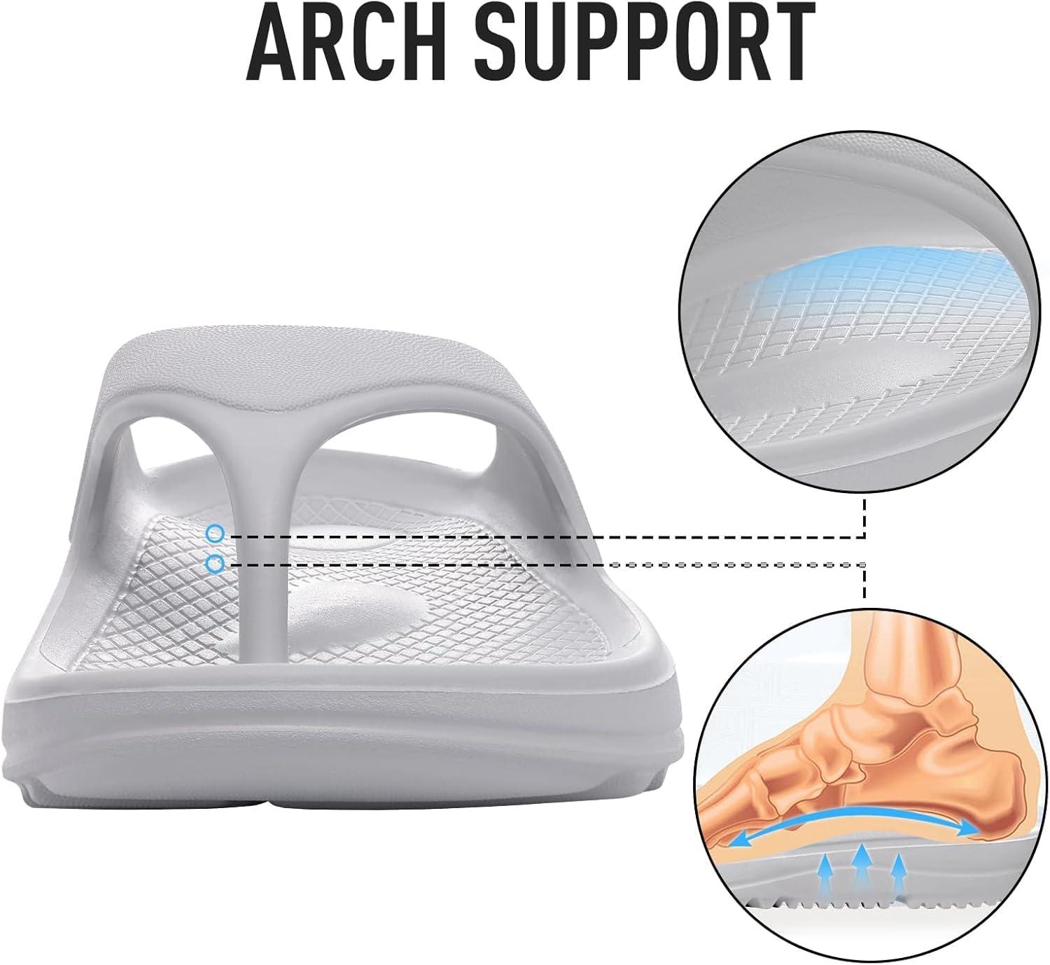 imageshevalues Orthopedic Sandals for Women Arch Support Recovery Flip Flops Pillow Soft Summer Beach ShoesLight Grey