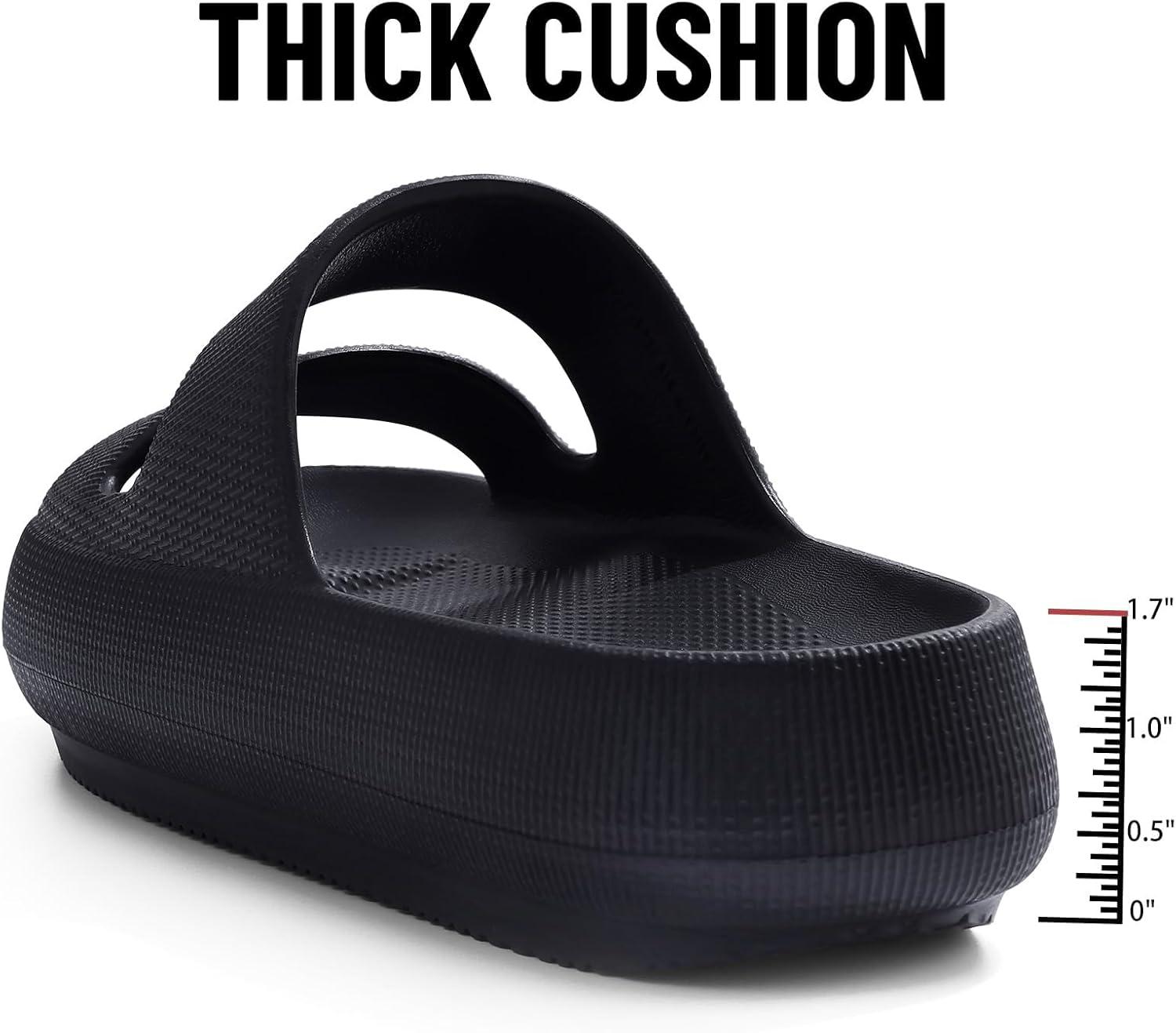 imageshevalues Orthopedic Slide Sandals for Women with Arch Support Pillow Soft Recovery Slip on Sandals Lightweight Summer Cloud Slippers for Plantar FasciitisUpdate Black