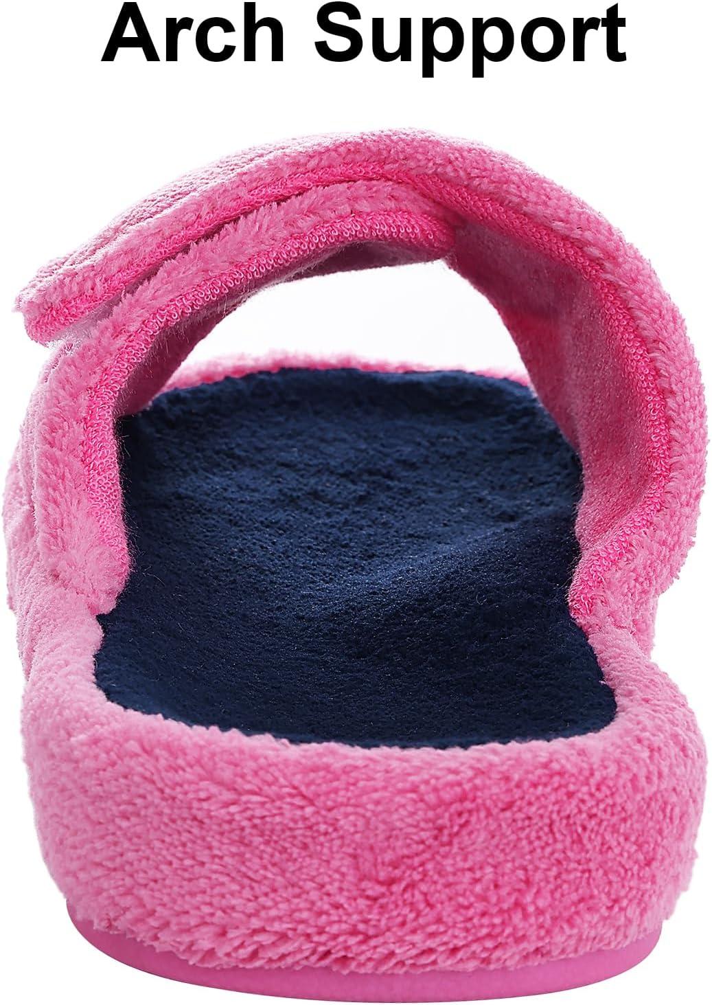 imageshevalues Orthopedic Slippers for Women with Arch Support Adjustable Open Toe House Shoes for Plantar FasciitisHot Pink