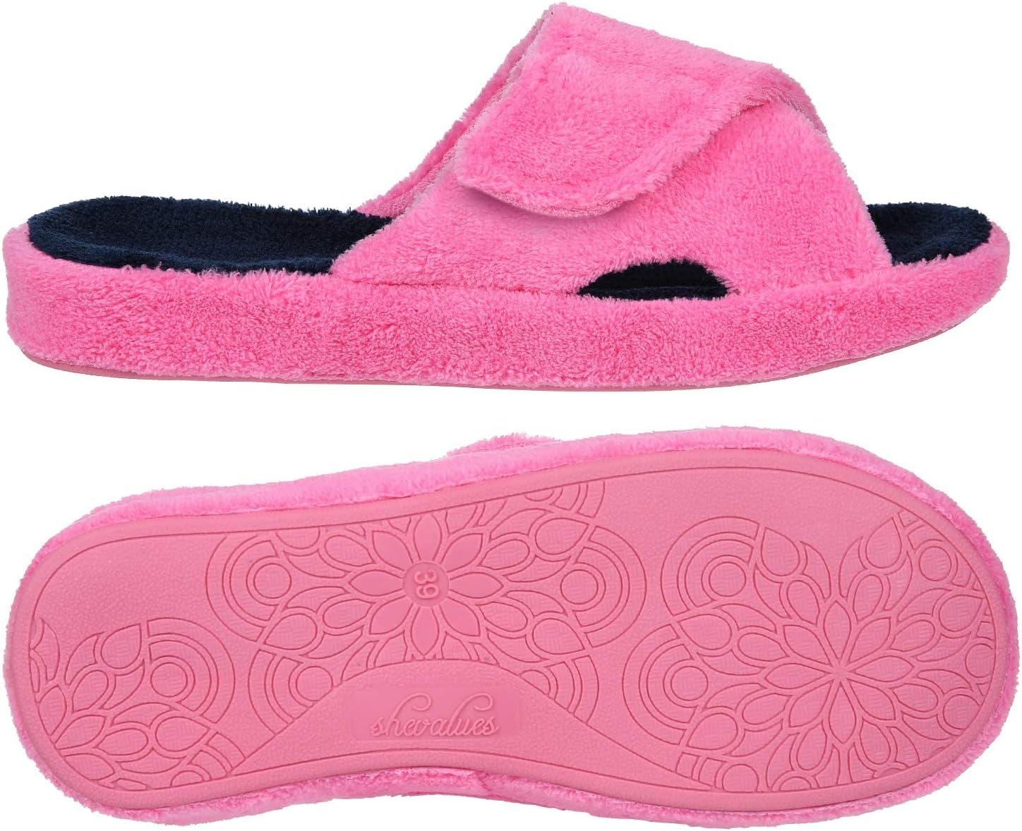 imageshevalues Orthopedic Slippers for Women with Arch Support Adjustable Open Toe House Shoes for Plantar FasciitisHot Pink