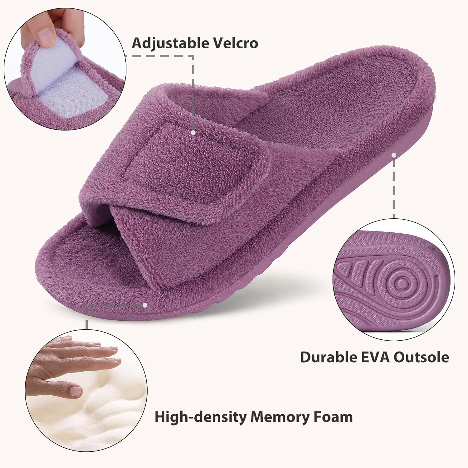 imageshevalues Orthopedic Slippers for Women with Arch Support Adjustable Open Toe House Shoes for Plantar FasciitisNew Purple