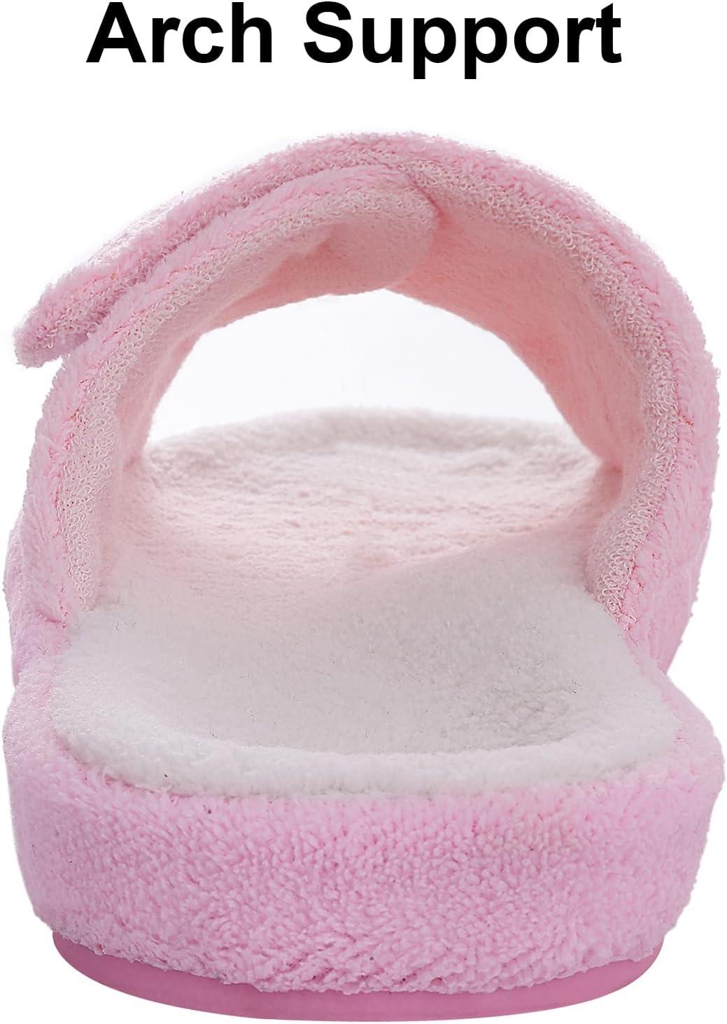 imageshevalues Orthopedic Slippers for Women with Arch Support Adjustable Open Toe House Shoes for Plantar FasciitisPink