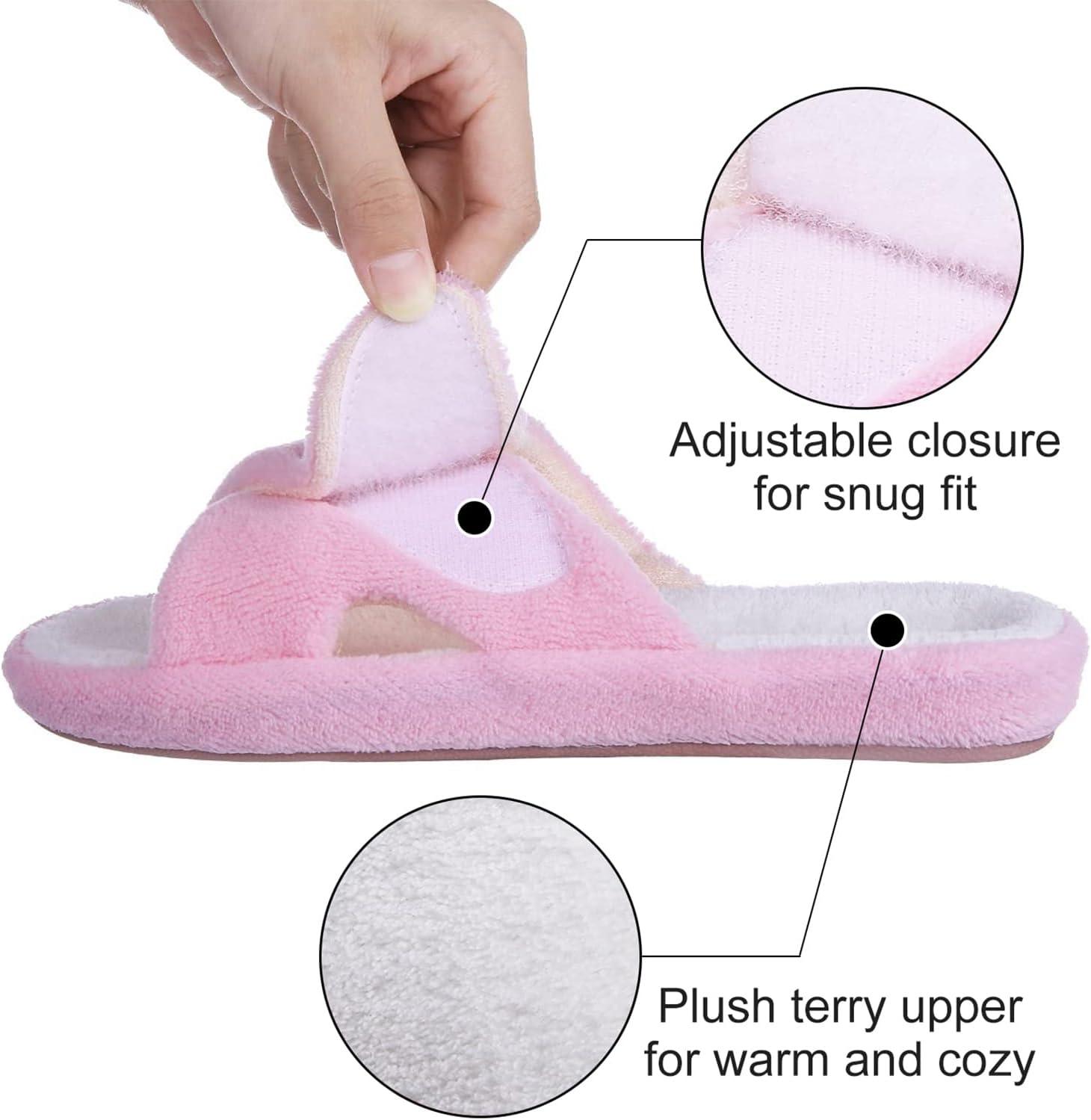 imageshevalues Orthopedic Slippers for Women with Arch Support Adjustable Open Toe House Shoes for Plantar FasciitisPink