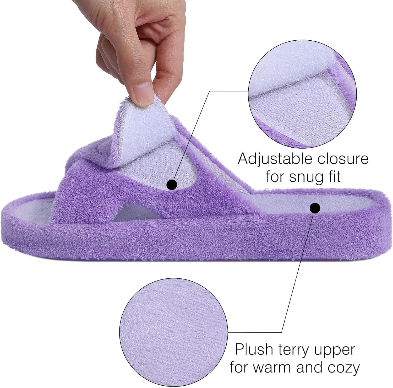 imageshevalues Orthopedic Slippers for Women with Arch Support Adjustable Open Toe House Shoes for Plantar FasciitisPurple